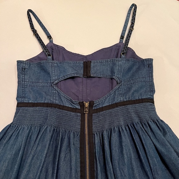 Free People New Romantics Denim Dress Sz 8 - Picture 9 of 15